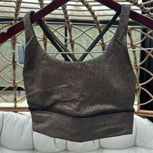 Lululemon longline energy bra in copper foil, size 4.